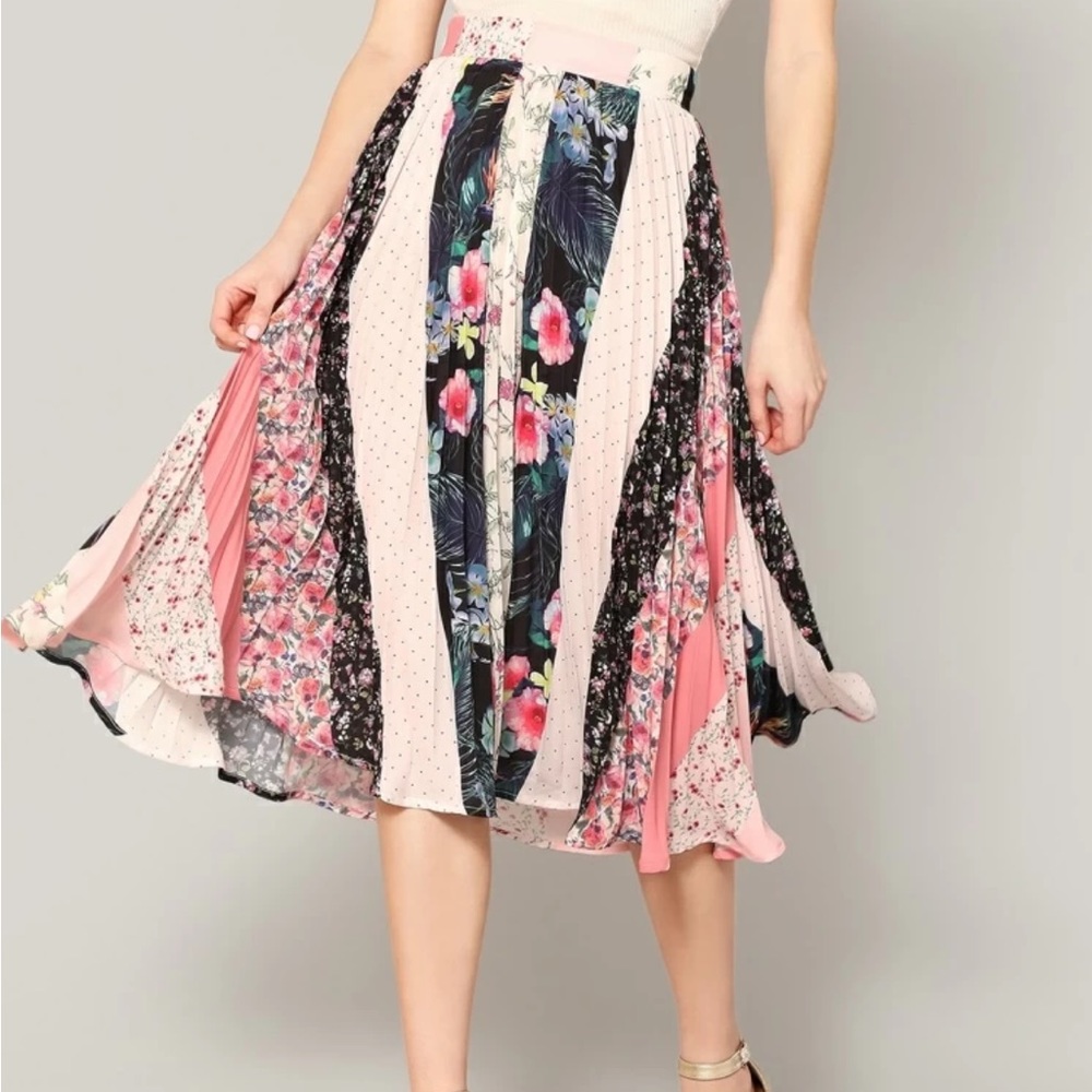 Pleated Floral Skirt